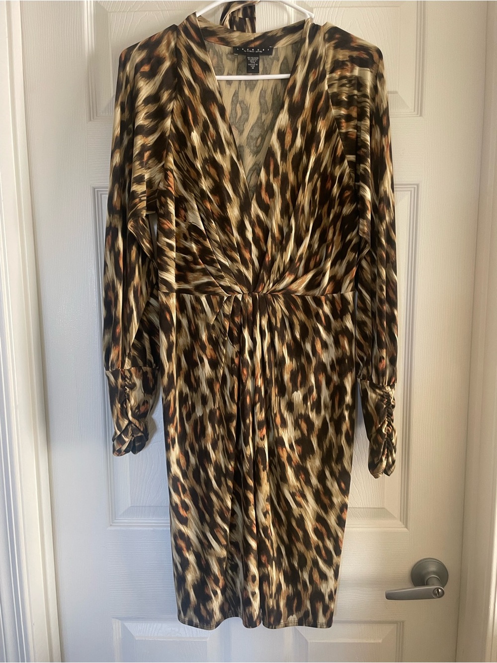 Laundry By Shelli Segal Brown and Black Animal Print Wrap Dress